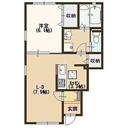阪急神戸本線 塚口駅 徒歩10分の賃貸アパート 1階1LDKの間取り