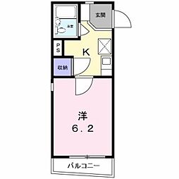 リバティハウス 2階1Kの間取り