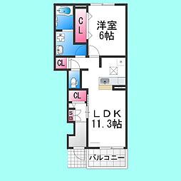 ミルト・ヴィラ　Ｂ 1階1LDKの間取り