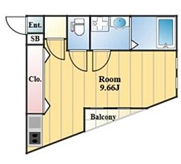 レゴリス 3階ワンルームの間取り