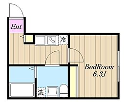 カインドネス海老名 1Kの間取図画像
