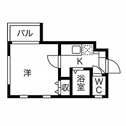 ニューキャッスル中野新橋 1階1Kの間取り
