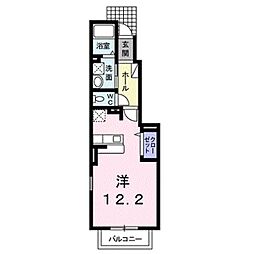 セイバリーE 1階ワンルームの間取り