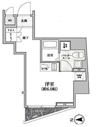 JR山手線 五反田駅 徒歩5分の賃貸マンション 4階ワンルームの間取り