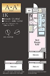 ＨＹｓ ＴＯＤＡ ＭＡＸＩＶ 1階1Kの間取り