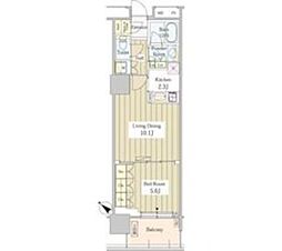 ユニゾンタワー東中野 1LDKの間取図画像