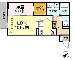 リュミエール ミナミ 1階1LDKの間取り
