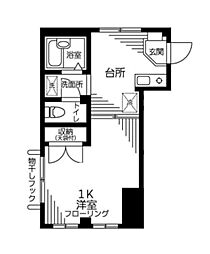 レジデンス南台 2階1Kの間取り
