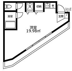 京王線 高幡不動駅 徒歩5分の賃貸マンション 3階ワンルームの間取り