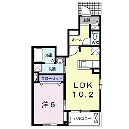 エレガンテII 1階1LDKの間取り