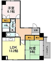 エイトジャパンシーダー 7階2LDKの間取り