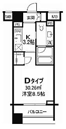 TLRレジデンス両国 9階1Kの間取り