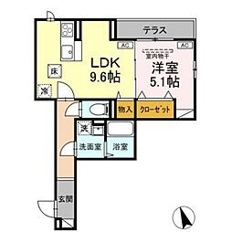 Ａｓｓｅｔ−Ｃｏｕｒｔ堀之内 2階1LDKの間取り
