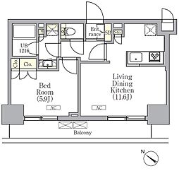ＯＲＳＵＳ　三ノ輪 4階1LDKの間取り