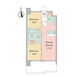 Osaka Metro谷町線 谷町四丁目駅 徒歩2分の賃貸マンション 11階2DKの間取り