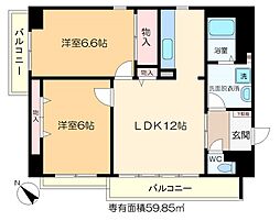 アレグレット千住宿 2LDKの間取図画像