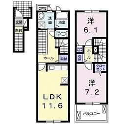 カーサ・リオハA 2LDKの間取図画像