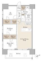 ライトテラス新宿御苑 17階3LDKの間取り