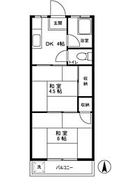 ハイツ大和田 2DKの間取図画像