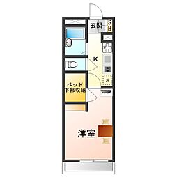 レオパレス南住吉 1Kの間取図画像