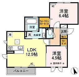Ysガーデン 1階2LDKの間取り