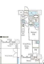 フロンティアレジデンス錦糸公園 2LDKの間取図画像