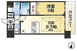 プレサンス三宮東フィール 13階1DKの間取り