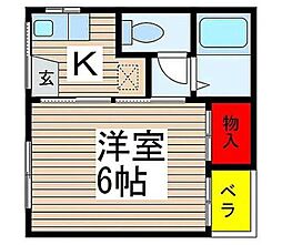 カッシーナ 1Kの間取図画像