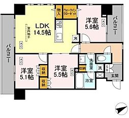 サンジョイアゼロ 4階3LDKの間取り