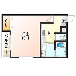 フジパレス長居西2番館 1Kの間取図画像