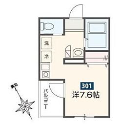 ゴールデンハウス平井 1階ワンルームの間取り