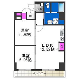 アーバンパーク住之江公園I 8階2LDKの間取り