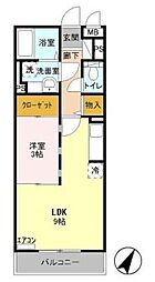 ジャルディネット 3階1LDKの間取り