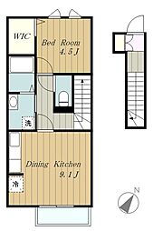 ＧＲＡＮＤＣＨＡＲＩＯＴ1 2階1DKの間取り