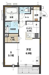 メゾン大栄 1SKの間取図画像