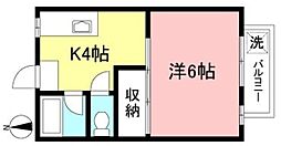 メゾンフローラ 1階1Kの間取り