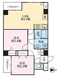 亀戸天神東スカイマンション 2LDKの間取図画像