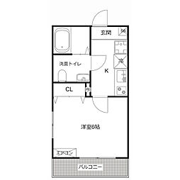JR横浜線 淵野辺駅 徒歩9分の賃貸アパート 1階1Kの間取り