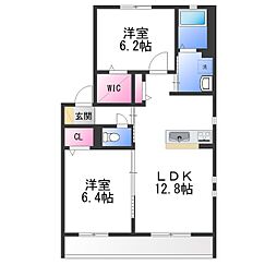 シャーメゾン鈴の宮 2LDKの間取図画像