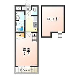 プライム・ヒルズ 1Kの間取図画像