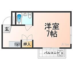 叡山電鉄叡山本線 八瀬比叡山口駅 徒歩15分の賃貸マンション 2階ワンルームの間取り