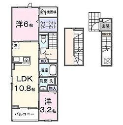 ヒカルサ大宮南中丸ノ-スII 2LDKの間取図画像