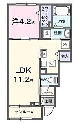 サンヴェルデ 1階1LDKの間取り