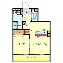 ファスタシオン 4階1LDKの間取り