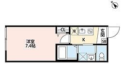 k1 apartments 1階1Kの間取り