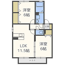 ヴィルヌーブA・S 2LDKの間取図画像