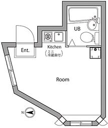 センチュリーコート 1階ワンルームの間取り