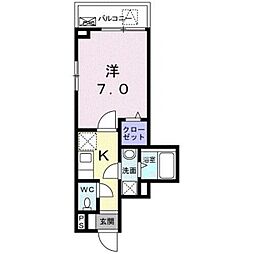 ル コンフィーエ サンカント 4階1Kの間取り