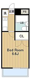 エルマーノ堀之内 1Kの間取図画像