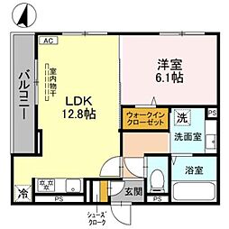 阪急神戸本線 武庫之荘駅 徒歩18分の賃貸アパート 2階1LDKの間取り